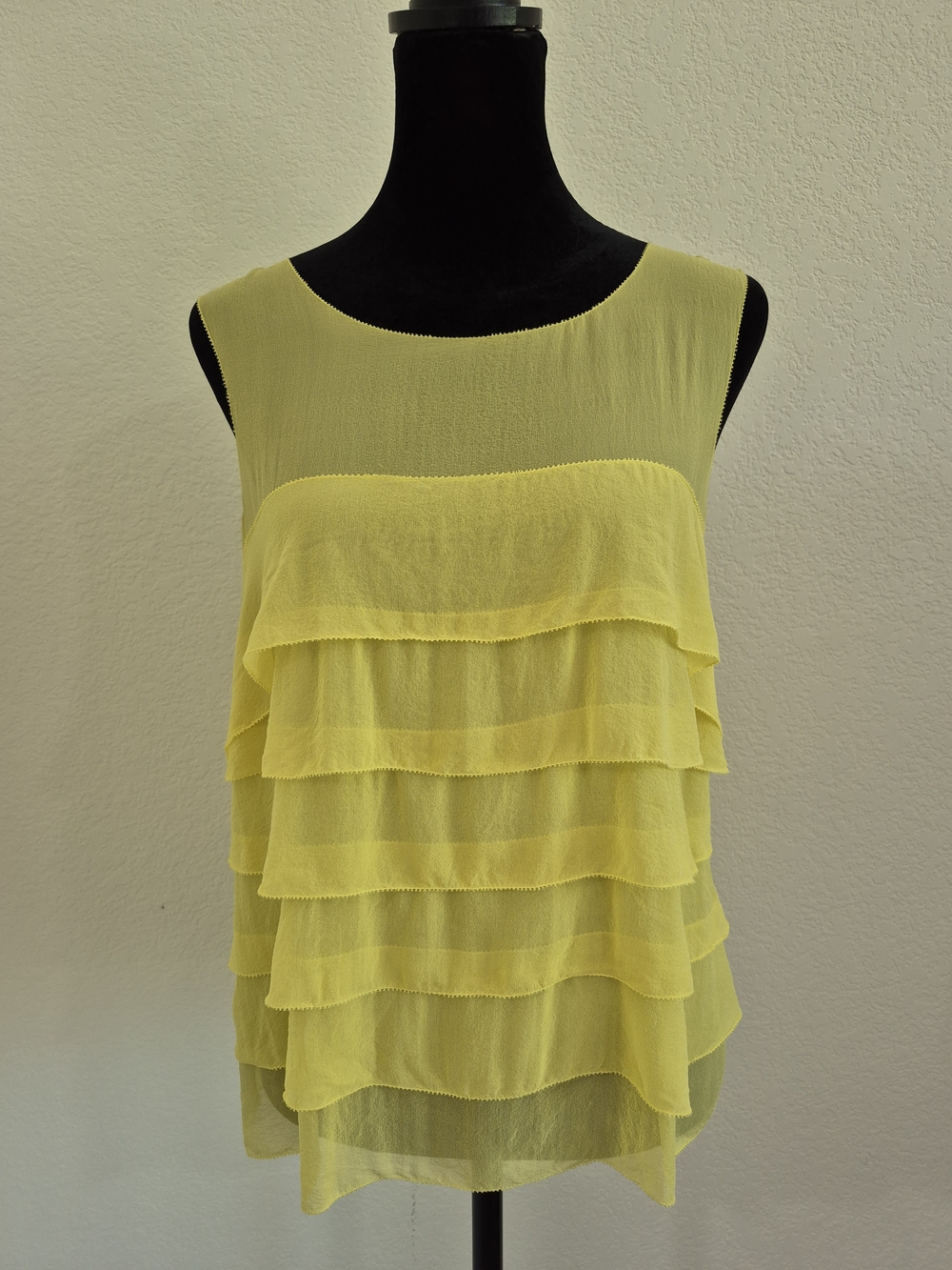 Moda International Yellow Tiered Ruffle Tank Top